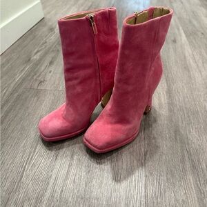 Pink Suede Ankle Boots